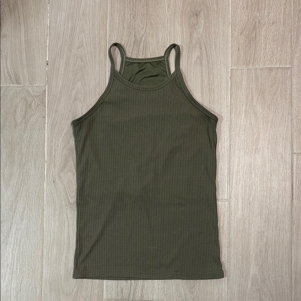Klassy Network Green ribbed Fitted Sleeveless Tank Top